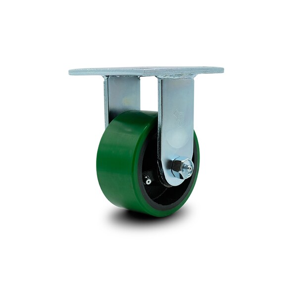 4 Inch Green Poly on Cast Iron Wheel Rigid Caster with Ball Bearing SCC